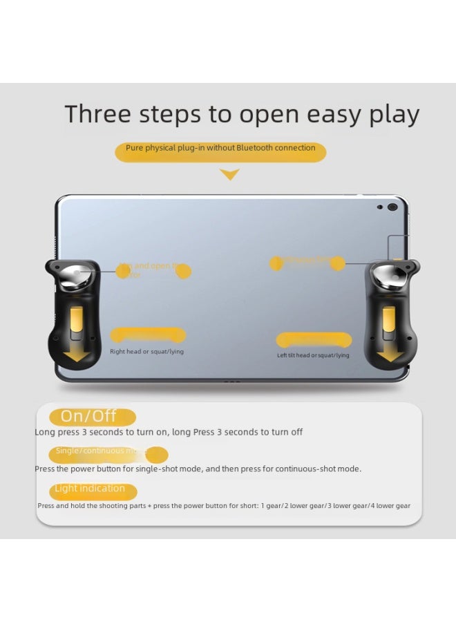 Multi-functional Tablet Game Controller Frequency Change Burst Aid on Direct Sale From Manufacturer For Mobile Games-Product Color:Yellow JS62 Six Finger Linkage - Image 3