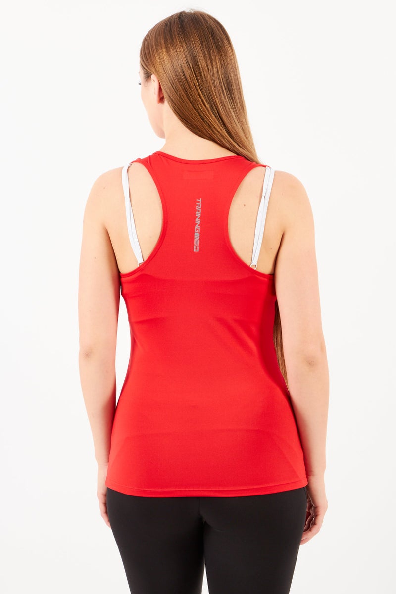 Scuderia Ferrari Women Sportswear Fit Sleeveless Running Tank Top, Red/Grey  - Image 2