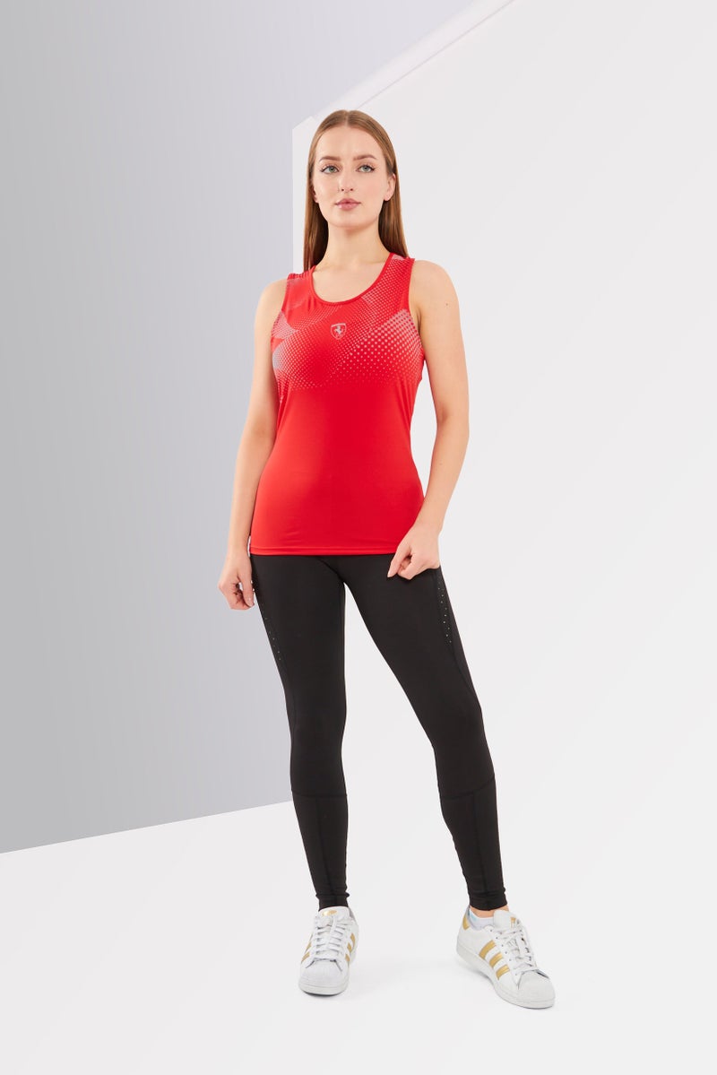 Scuderia Ferrari Women Sportswear Fit Sleeveless Running Tank Top, Red/Grey  - Image 4