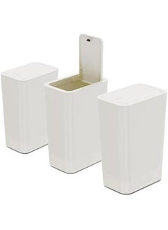Durku 3 Pack 2.6 Gallon / 10L Bathroom Trash Can with Lid,Kitchen Garbage Can Small Trash Bin Waste Basket for Bathroom,Kitchen,Bedroom,Living Room,Office (White)