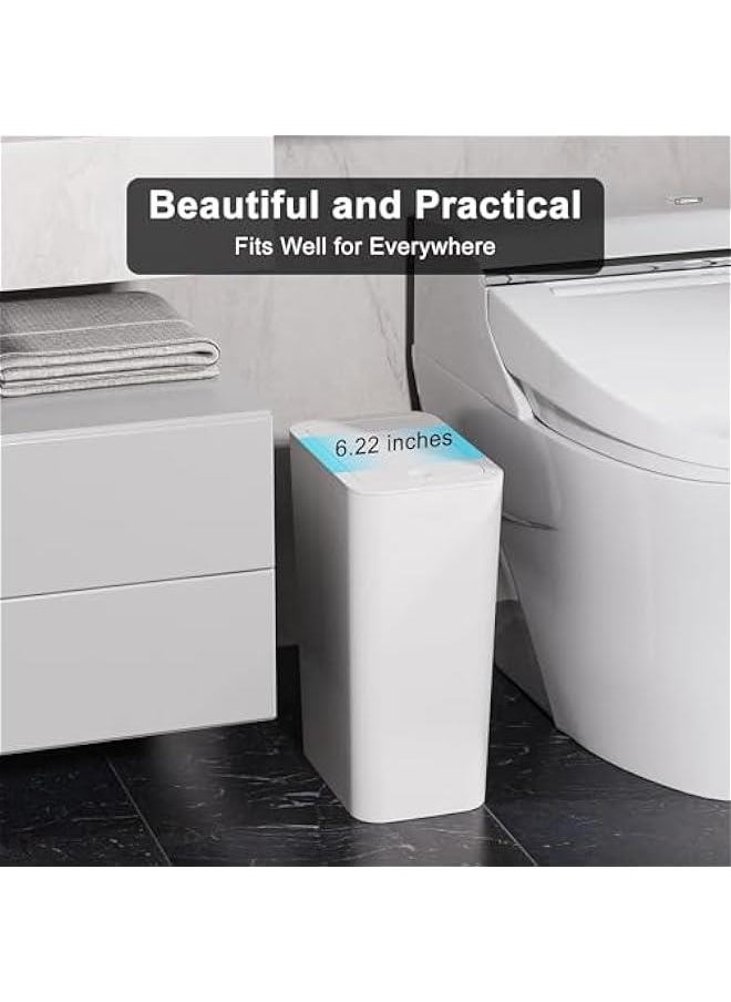 HOOKOR - Durku 3 Pack 2.6 Gallon / 10L Bathroom Trash Can with Lid,Kitchen Garbage Can Small Trash Bin Waste Basket for Bathroom,Kitchen,Bedroom,Living Room,Office (White) - Image 1