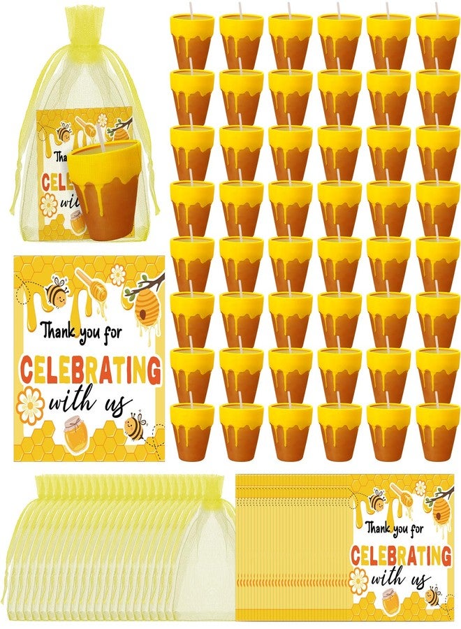 Conelist 48 Sets Bee Themed Candle Set for Baby Shower Party Favors Cute Honey Jar Candle with Thank You Tags Organza Bags Baby Shower Gifts for Guest Gender Reveal Party Decoration Gifts - Image 1