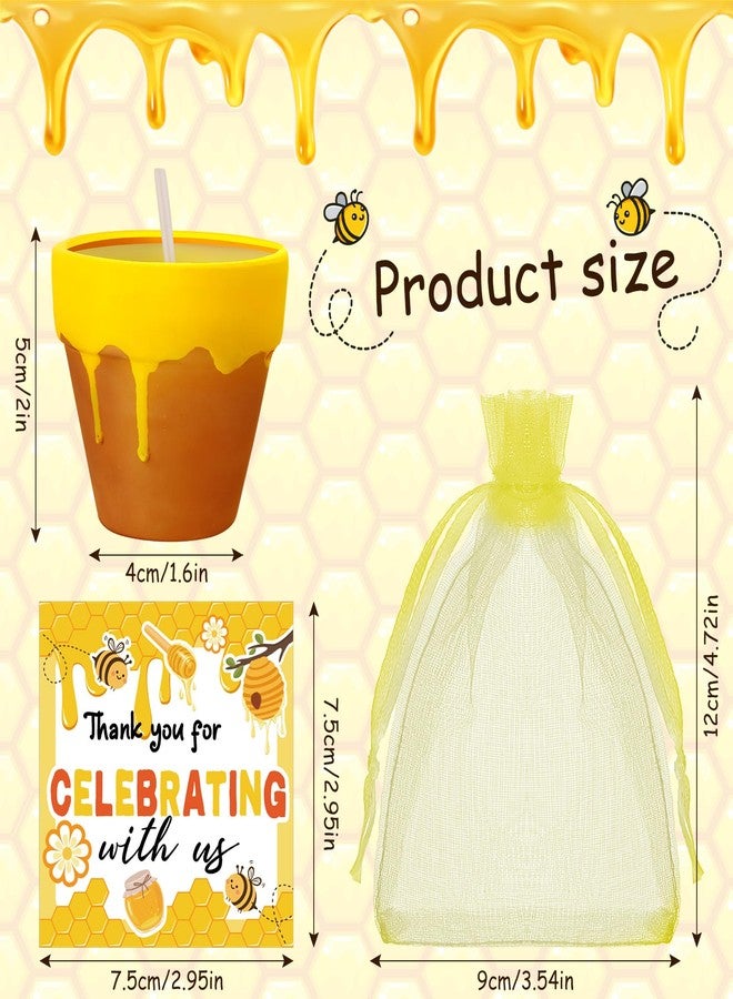 Conelist 48 Sets Bee Themed Candle Set for Baby Shower Party Favors Cute Honey Jar Candle with Thank You Tags Organza Bags Baby Shower Gifts for Guest Gender Reveal Party Decoration Gifts - Image 3