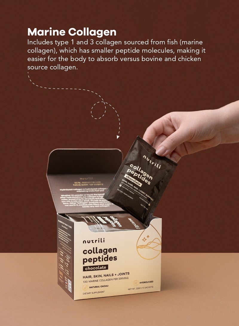 nutrili Marine Collagen Chocolate Powder (10g per serving) | Hair, Skin, Joint and Bone Health (15 Servings - 225g) - Image 2
