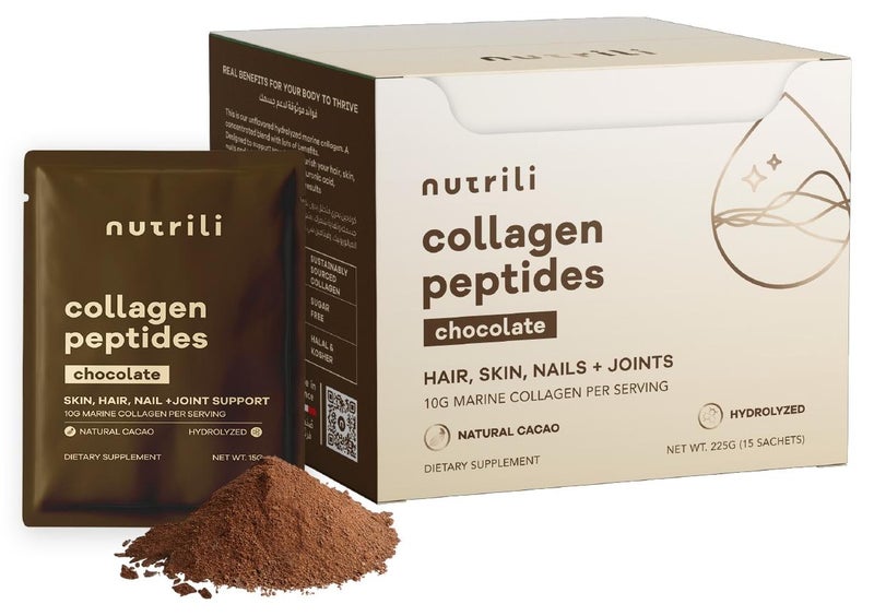nutrili Marine Collagen Chocolate Powder (10g per serving) | Hair, Skin, Joint and Bone Health (15 Servings - 225g) - Image 1