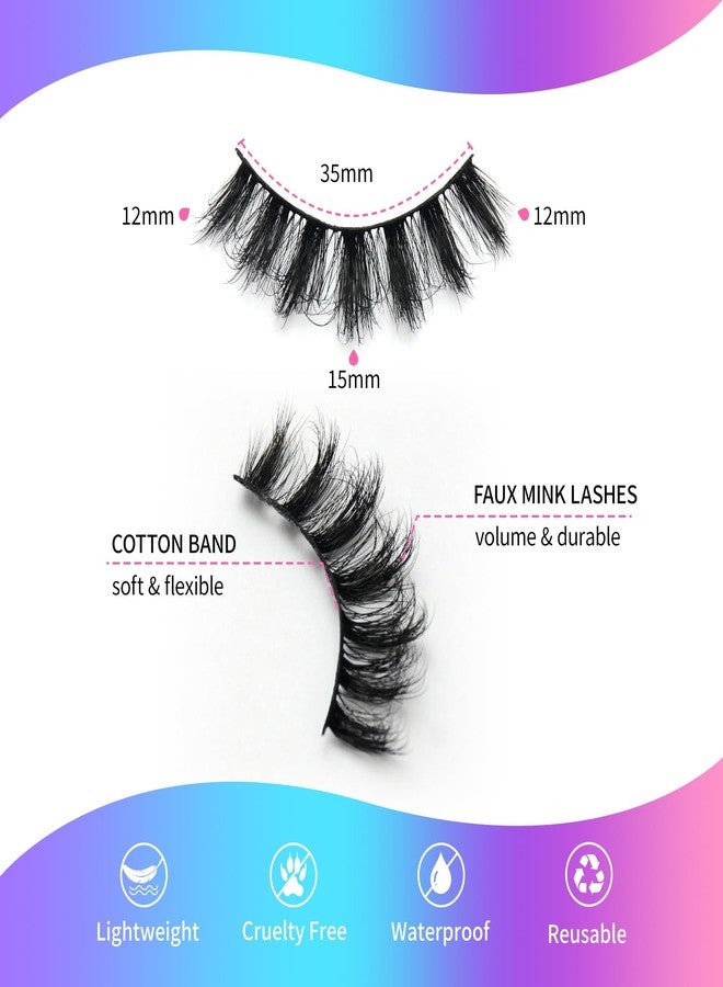 Jozlynn False Eyelashes Fluffy Eyelashes Faux Mink Fake Eyelashes Natural Look Fake Wispy Lash Black Long Soft Reusable 7 Pairs (Black) - Image 2