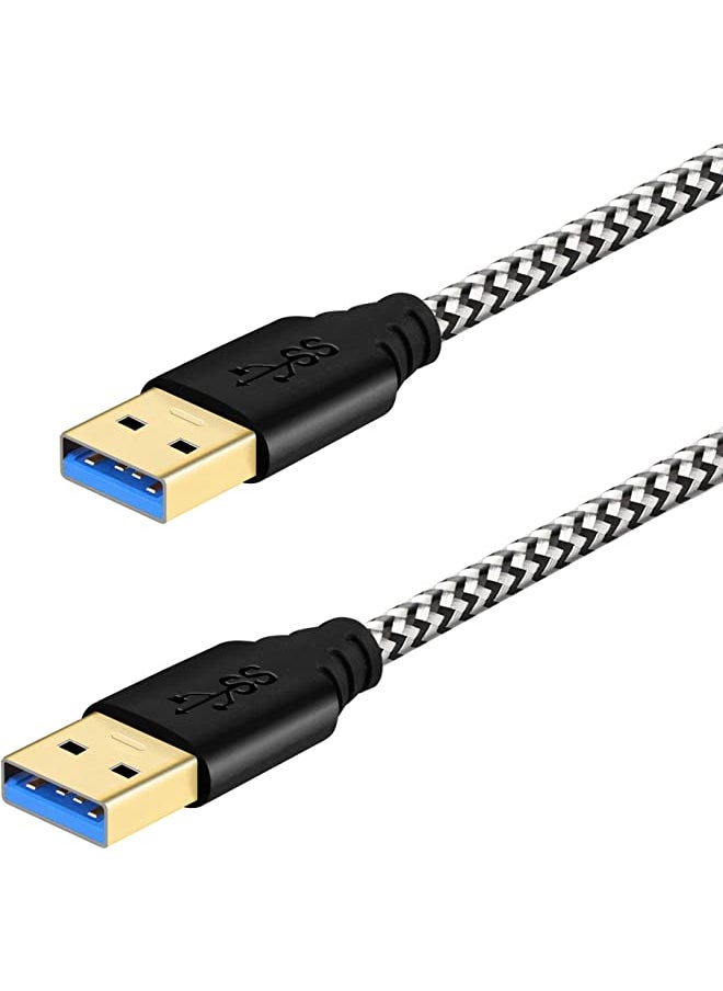 USB 30 A to A Cable (3ft) – Nylon Braided USB to USB Cable Male to Male Cord 5Gbps for Hard Drive Enclosures Modems Cameras (3ft White)