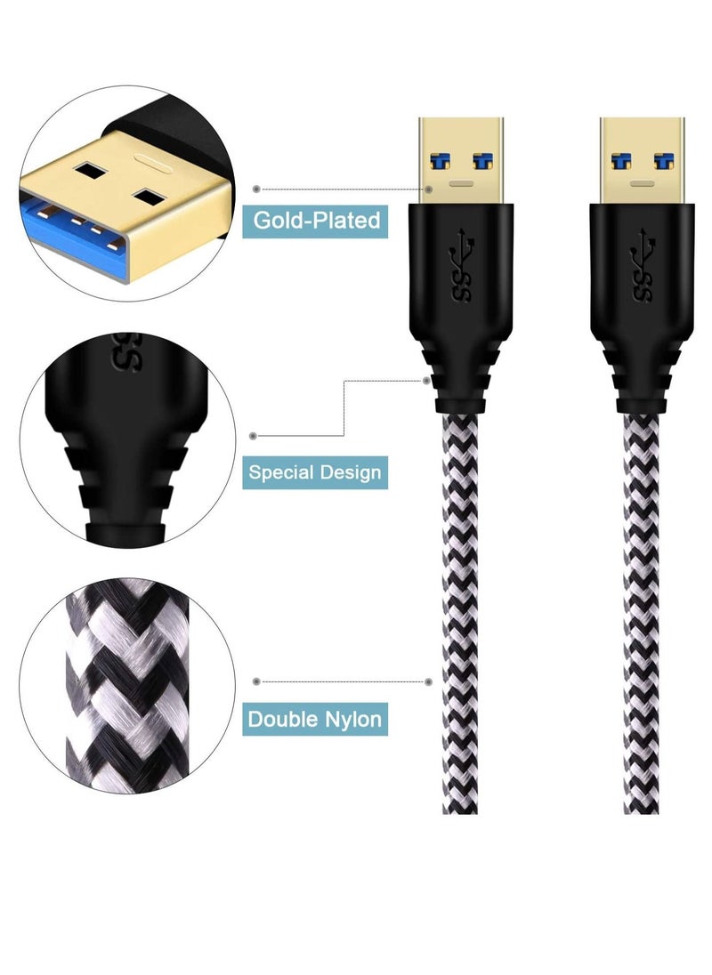 USB 30 A to A Cable (3ft) – Nylon Braided USB to USB Cable Male to Male Cord 5Gbps for Hard Drive Enclosures Modems Cameras (3ft White)