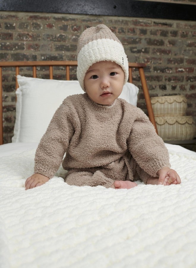 7 A.M. 7AM 2-Tone Ribbed Beanie Fuzzy (US, Alpha, Medium, Taupe, Ecru) - Image 4