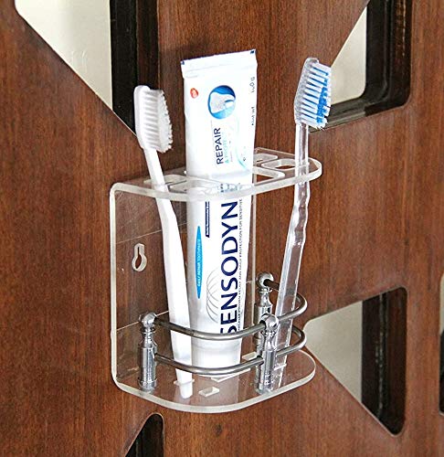 SHREE HANS CREATION Wall Mounted self Adhesive Acrylic Tooth Brush Holder/Stand/Tumbler/Toothpaste for Bathroom Stand Organizer Rack for Home (D2-Transparent) / (052) - Image 5