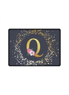 Designer Gaming Mouse Pad  Anti-Skid Mousepad Large Keyboard Mouse Pad Desk Mat Custom Monogram Initial Letter Floral Pattern Alphabet - Q  (Grey)