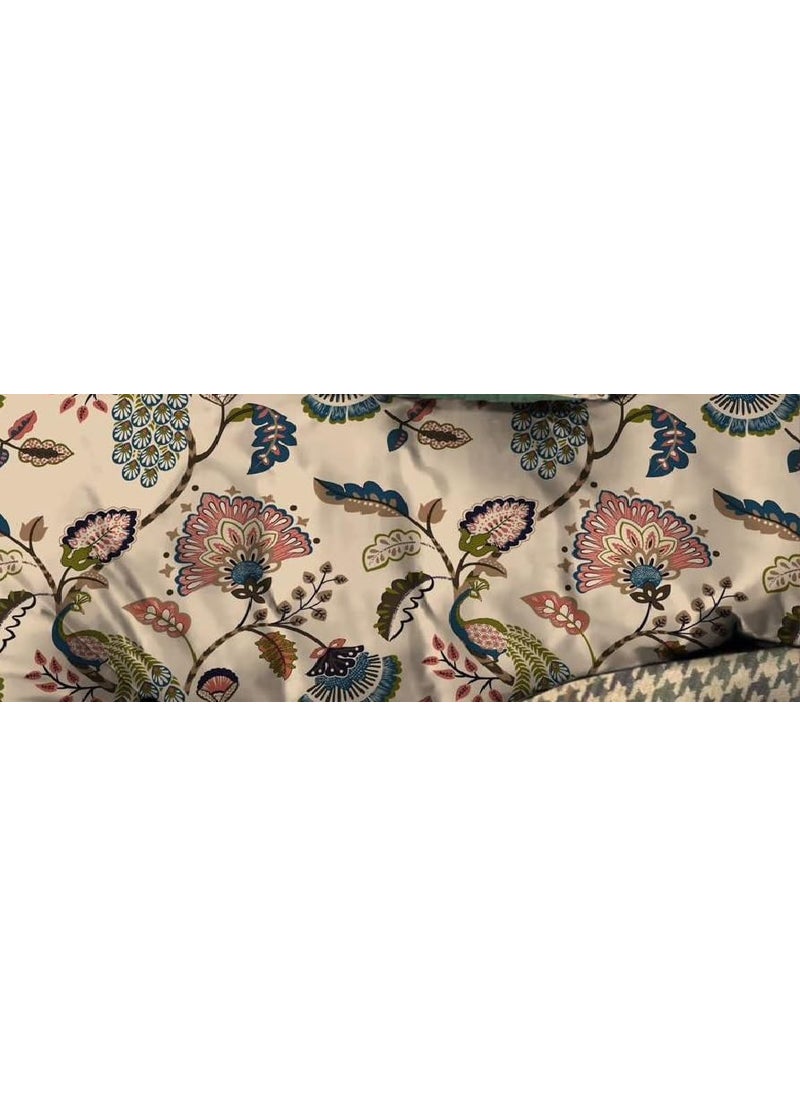 SLAZIE Slazie 300 TC Premium Glace Cotton Duvet Cover with Zipper Single Size Razai CoverDohar Cover for Single BedQuilt Cover WinterWarm StuffSingle Dohars90x60 InchesBeige FloralNDV 026  - Image 2