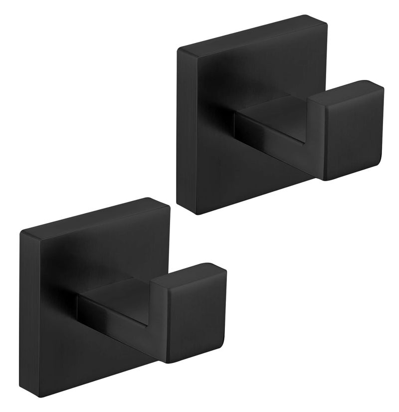 Taucent Bath Towel Hook Black2 Pack Robe Hook for Bathroom Matte Wall Mounted Heavy Duty Hook 304 Stainless Steel Coat Hooks for Bathroom KitchenMatte Black
