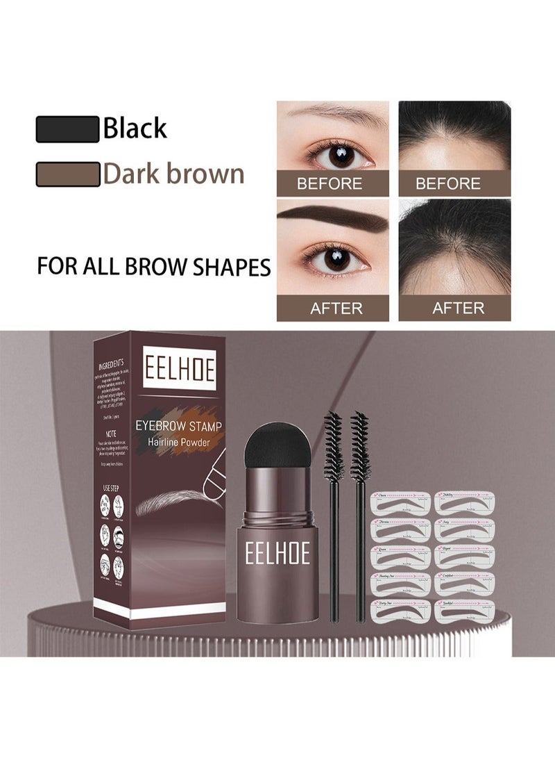 EELHOE Eyebrow Stamp Stencil and Brush Kit, Long Lasting Waterproof Natural Eyebrow Stamp Shaping Kit, Hairline Powder with 10 Eyebrow Stencils and 2 Eyebrow Brushes for Women Eyebrow Makeup Black - Image 5