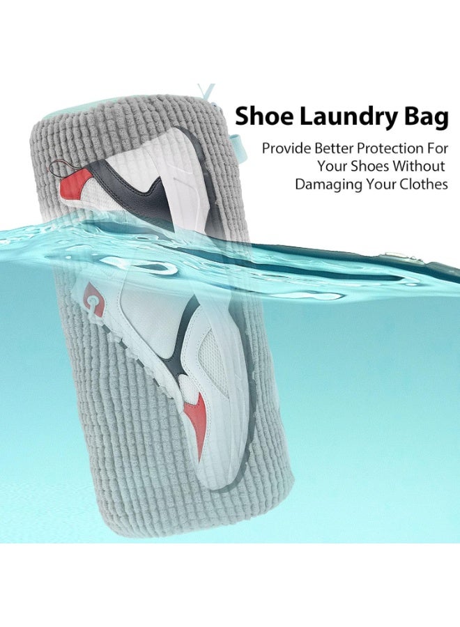 Shoes Laundry Bag, 2Pcs Portable Reusable Shoe Bag for Washing Machine, Washing Bag with Zipper, Sneaker Washing Bag for Washer and Dryer, Shoes Laundry Bag with Hook for All Shoes 39x19cm (grey) - Image 5