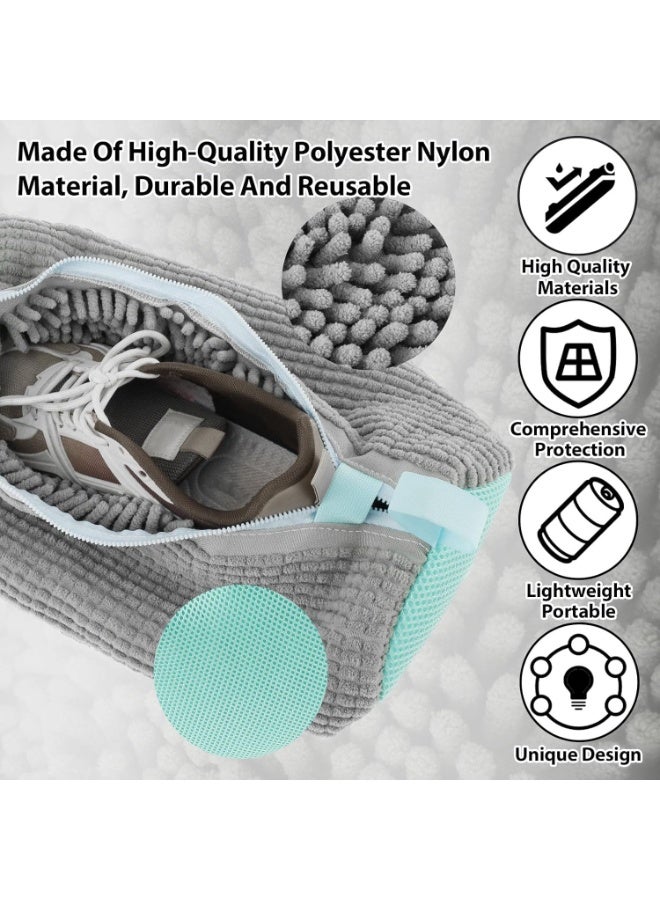 Shoes Laundry Bag, 2Pcs Portable Reusable Shoe Bag for Washing Machine, Washing Bag with Zipper, Sneaker Washing Bag for Washer and Dryer, Shoes Laundry Bag with Hook for All Shoes 39x19cm (grey) - Image 4