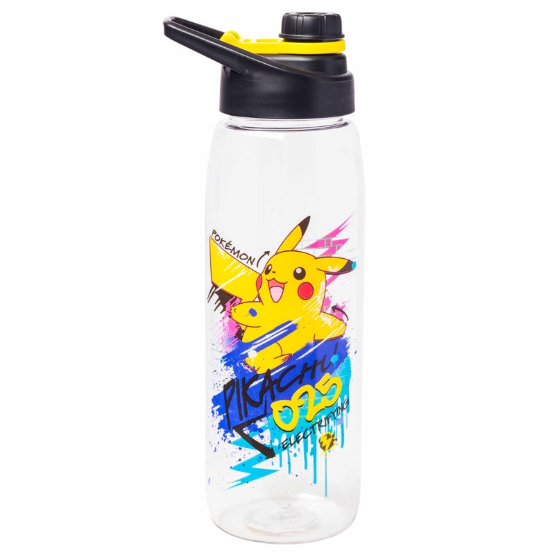 Silver Buffalo Pokmon Skate Graffiti Electrifying Pikachu Water Bottle with ScrewOn Lid 28 Ounces