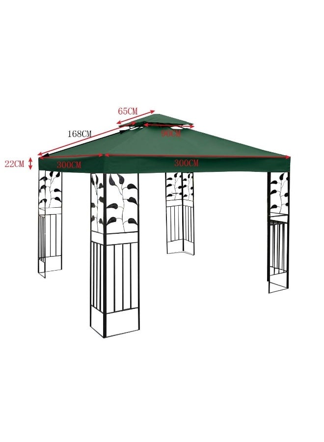 3x3m(10x10ft) Replacement Gazebo Canopy Top Cover, Waterproof 300D Polyester Patio Tent Roof for Square Outdoor Pavilion, Khaki - Image 4