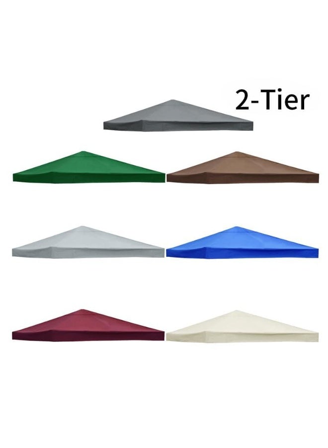 3x3m(10x10ft) Replacement Gazebo Canopy Top Cover, Waterproof 300D Polyester Patio Tent Roof for Square Outdoor Pavilion, Khaki - Image 2