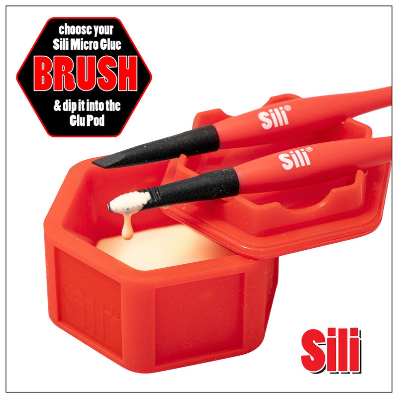 Sili Non-Stick Micro Silicone Glue Brush Wood Glue Applicator Set | Fine, Chiseled, Flat Tapered Tip Wood Glue Spreader | Sealable Lid Glue Pod | Silicone Glue Brushes Woodworking, Arts, Crafts, Hobby - Image 3