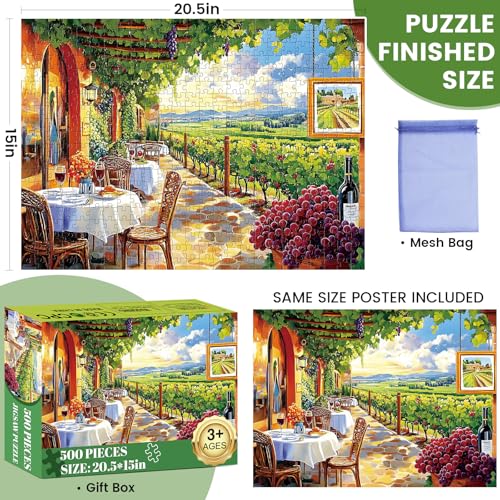 DAGIRT Jigsaw Puzzles 500 Pieces for Adults Natural Wine Estate 500 Piece Vineyard 500 Piece Puzzles for Adults Activity Game Puzzle Great Gift for Friends 205 15 Inch - Image 5