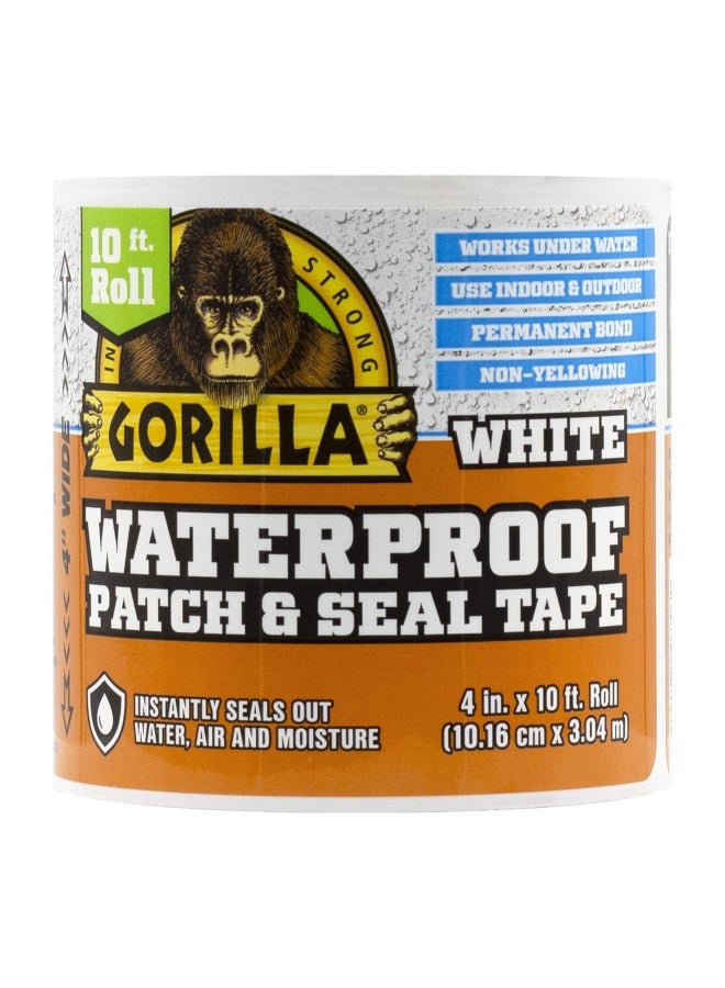 Gorilla شريط لاصق ومائي من غوريلا، 4" × 10"، أبيض - Image 1