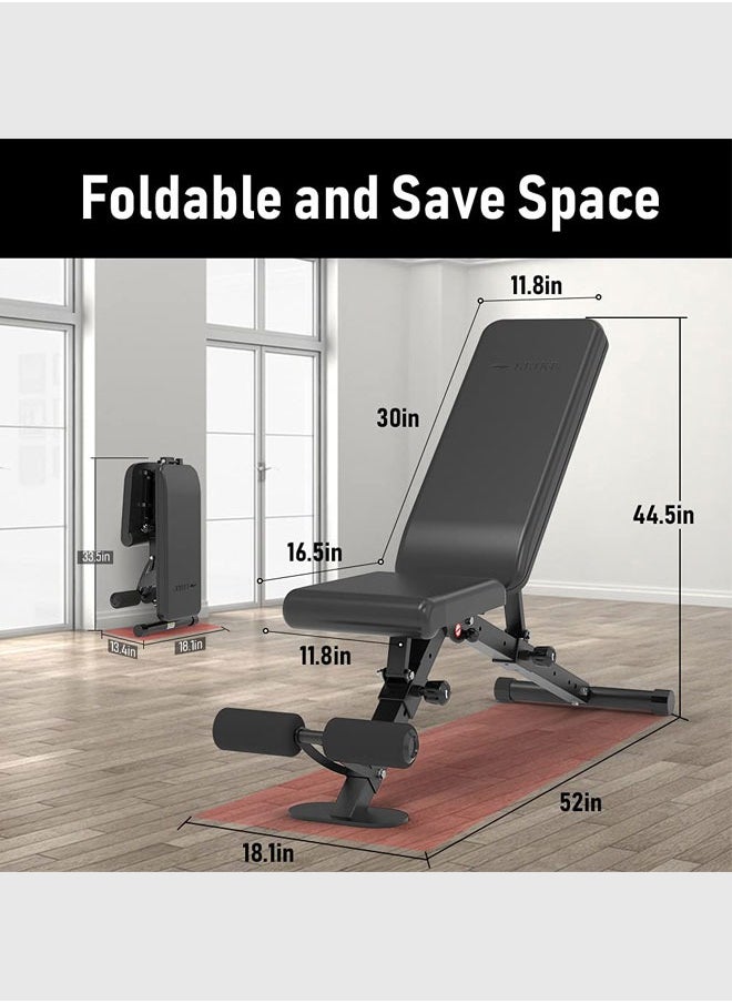 WEMART Adjustable Weight Bench, Utility Weight Benches for Full Body Workout, Foldable Incline Extension/Decline Bench Press for Home Gym  - Image 2