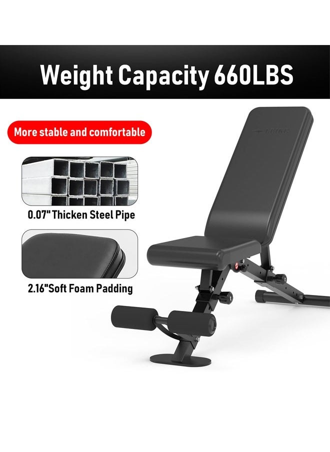 WEMART Adjustable Weight Bench, Utility Weight Benches for Full Body Workout, Foldable Incline Extension/Decline Bench Press for Home Gym  - Image 3