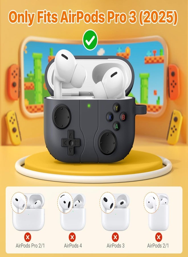 MoKo حافظة موكو لأيربودز برو 3 2025 مع مجموعة تنظيف، سلسلة مفاتيح محمولة، متوافقة مع حافظة أبل أيربودز برو الجيل الثالث، غطاء سيليكون رائع لأيربود برو3، مضاد للصدمات، أسود - Image 2