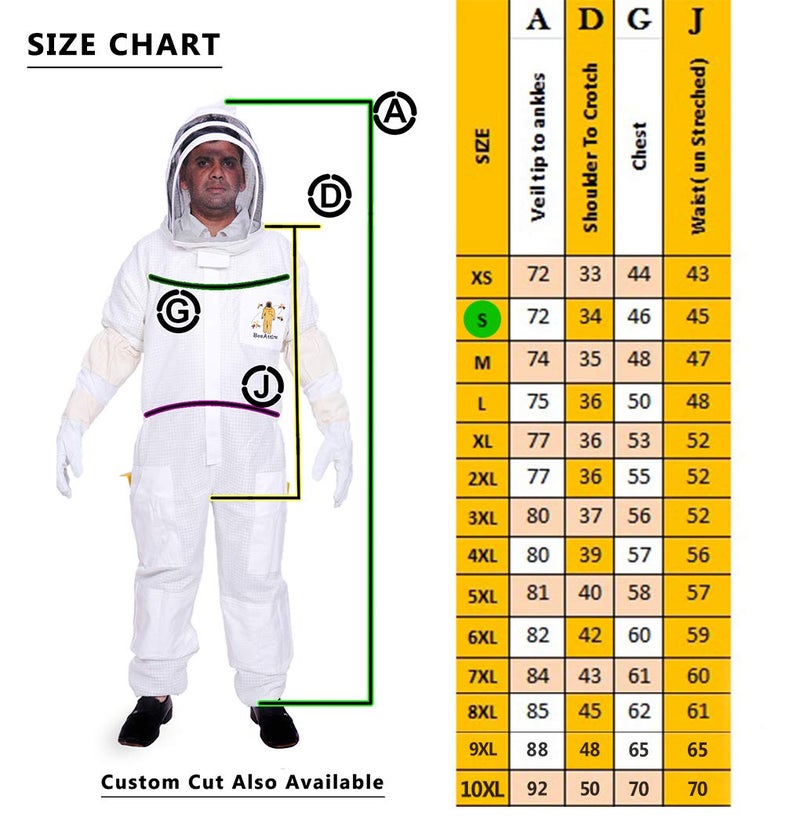 BEEATTIRE Bbeaatire Ventilated Beekeeper Suit 3 Layer Mesh Bee Suit Sting Proof Beekeeping Suit WITH VEIL S - Image 2