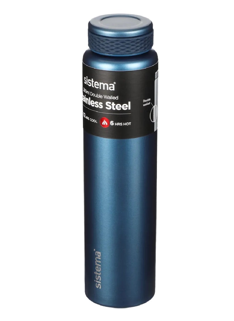sistema - 280ml Chic Stainless-Steel Bottle, Designed With Double Walled Insulation And 100% Leak Proof To Keep Drinks Hot & Cool, Bpa Free Blue - Image 1