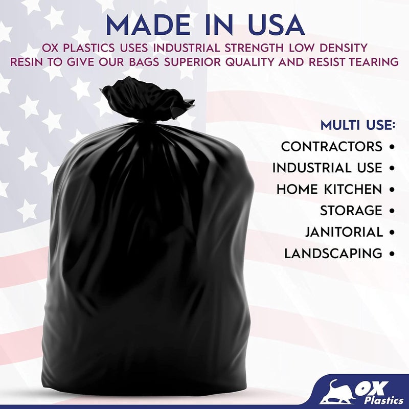 Ox Plastics 60 Gallon Trash Can Liners Bags - (25 Count) & 3mil Thick Extra Heavy Duty Strength - Large Garbage, Leak-Proof & Durable Bags - Image 4