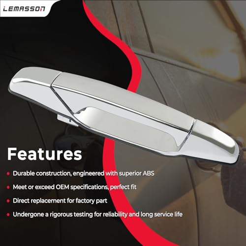 LEMASSON Exterior Chrome Door Handle Rear Right Passenger Side Compatible with 2007-2014 Chevy Silverado Suburban Avalanche Tahoe, GMC Sierra Yukon, Cadillac Escalade Replaces 15915660, 22738726, 25960522 - Image 4