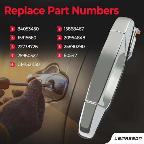 LEMASSON Exterior Chrome Door Handle Rear Right Passenger Side Compatible with 2007-2014 Chevy Silverado Suburban Avalanche Tahoe, GMC Sierra Yukon, Cadillac Escalade Replaces 15915660, 22738726, 25960522 - Image 3