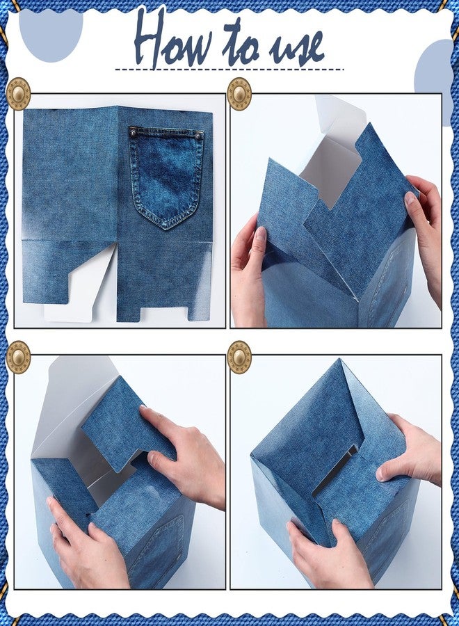Weekgrat 6 Pack Blue Jean Baby Shower Centerpieces for Table Baby Shower Flower Boxes Denim Jean Decorative Boxes Snack Food Holder for Denim and Diamonds Theme Celebration Party Supplies - Image 2
