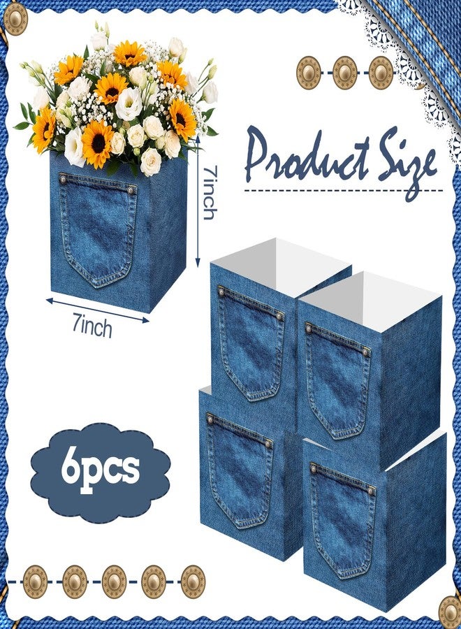 Weekgrat 6 Pack Blue Jean Baby Shower Centerpieces for Table Baby Shower Flower Boxes Denim Jean Decorative Boxes Snack Food Holder for Denim and Diamonds Theme Celebration Party Supplies - Image 3