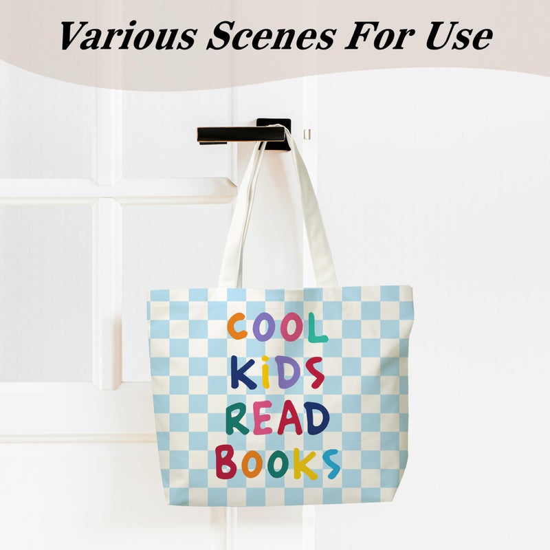 JUSITAKEET Cool Kids Read Books Themed Tote Bag, Book Canvas Tote Bags Gift, Gifts For Book Lovers, Reusable Bags Suitable For Bookworm, Library Club Canvas Totes Gifts For Study, 03 - Image 5