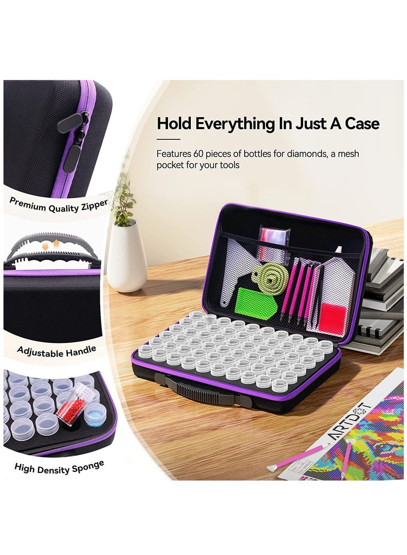 عربست علبة تخزين مطلية بالألماس، إكسسوارات مطلية بالألماس، 60 فتحة، زجاجة مقاومة للصدمات، لخرز المجوهرات والخواتم والسحر وأحجار الراين اللامعة - Image 4