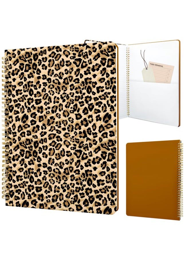 Stanoha Cute Spiral Notebook journal A4 Aesthetic Pretty Design for Women Girls Kawaii with Pocket, 11.5 x 8.5 inch, Lined, Leopard - Image 1