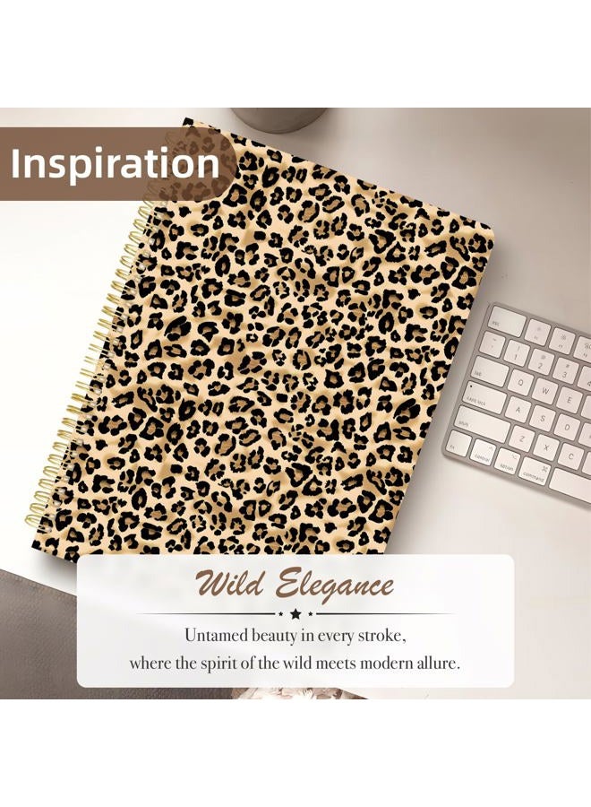 Stanoha Cute Spiral Notebook journal A4 Aesthetic Pretty Design for Women Girls Kawaii with Pocket, 11.5 x 8.5 inch, Lined, Leopard - Image 3