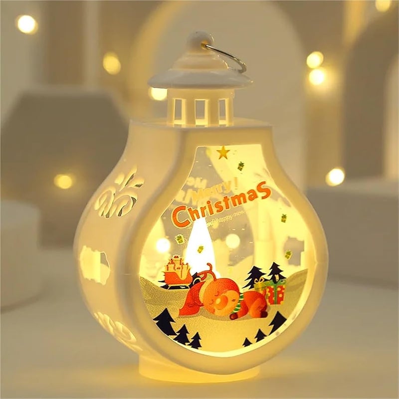 Snowman Santa Claus Elk Holiday Candle Holder Wind Lamp Portable Table Decor - Image 5