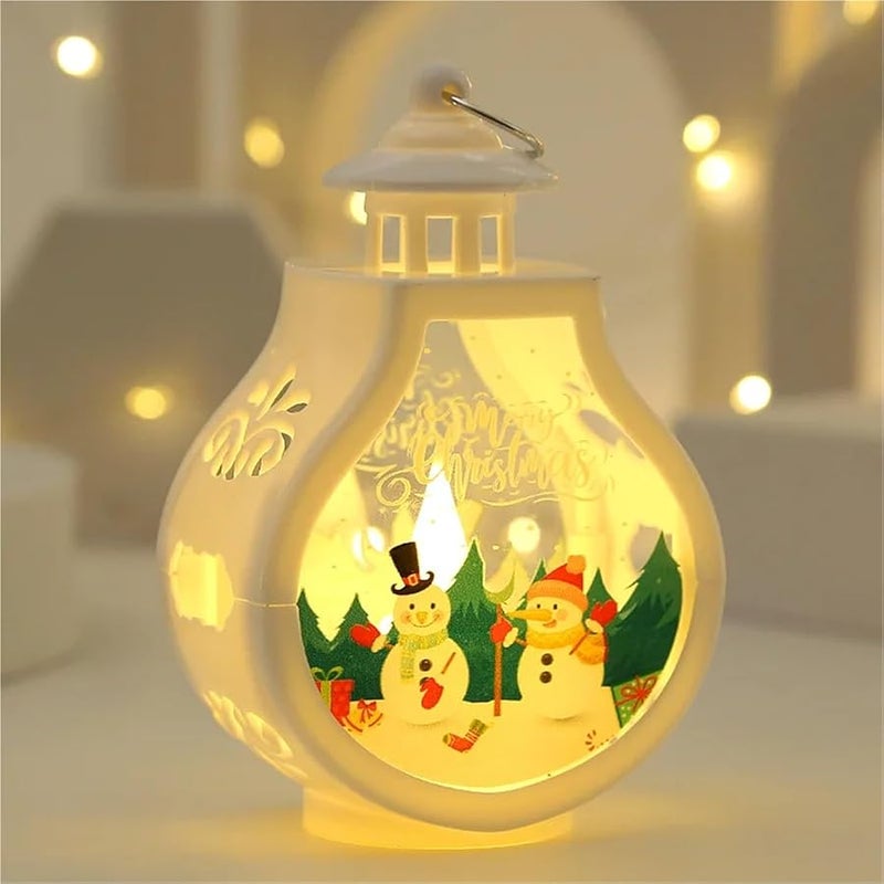 Snowman Santa Claus Elk Holiday Candle Holder Wind Lamp Portable Table Decor - Image 3
