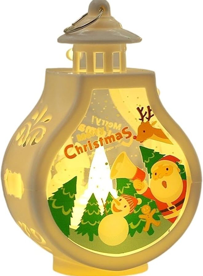 Snowman Santa Claus Elk Holiday Candle Holder Wind Lamp Portable Table Decor - Image 1