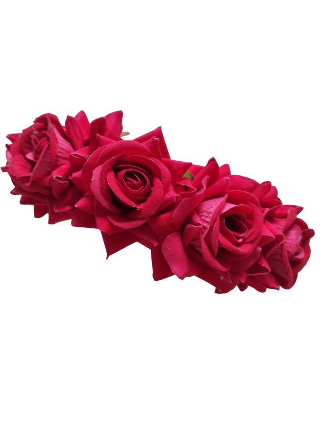 LYF5STAR - Artificial Bridal Dark Pink Rose Flower Veni Gajra Hair Juda For Women Floral Hair Bun Accessories Suitable For Traditional Indian Wedding/Marriage/Engagement - Image 1