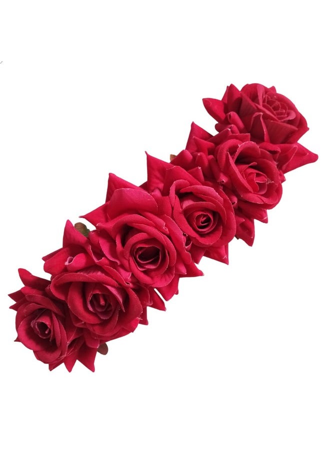 LYF5STAR - Artificial Bridal Dark Pink Rose Flower Veni Gajra Hair Juda For Women Floral Hair Bun Accessories Suitable For Traditional Indian Wedding/Marriage/Engagement - Image 1
