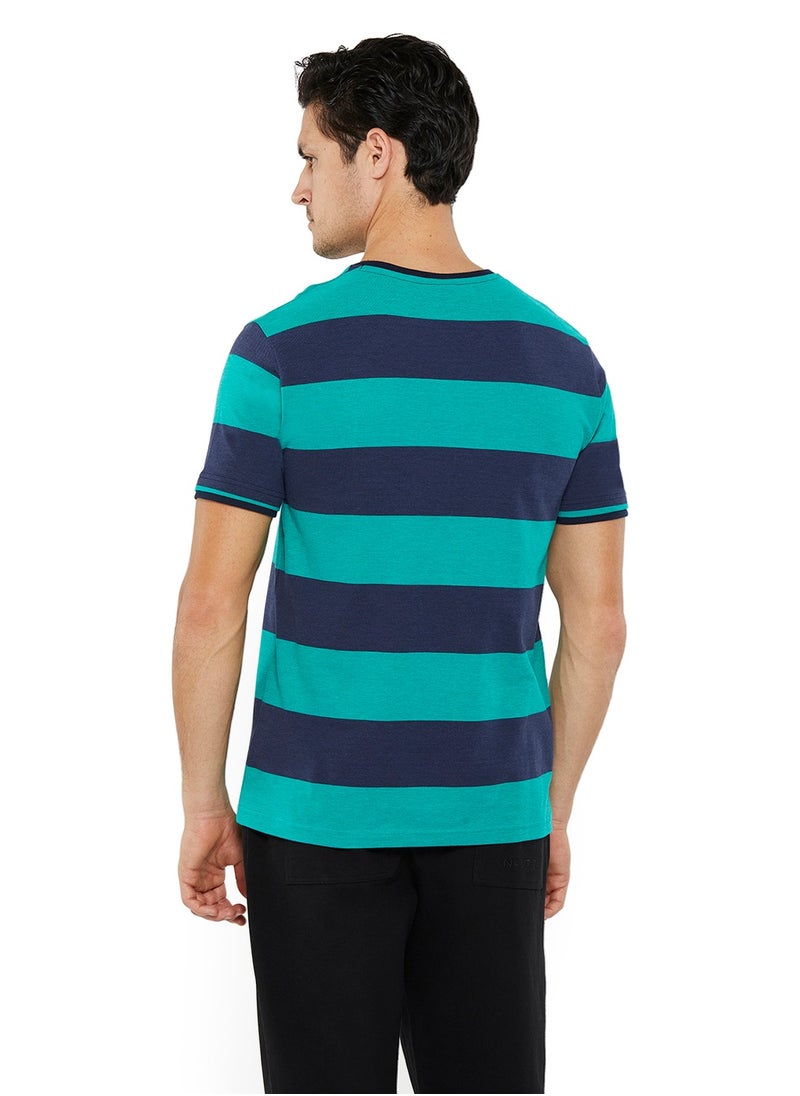 NAUTICA Contrast Striped Regular Fit Premium Cotton Crew Neck T-shirt  - Image 3