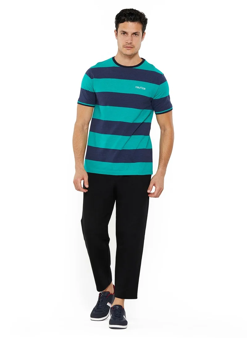 NAUTICA  Contrast Striped Regular Fit Premium Cotton Crew Neck T-shirt for Men | Best Price UAE