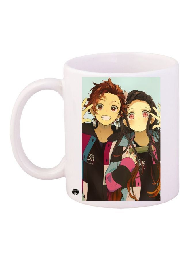 RKN Anime Printed Coffee Mug White/Yellow/Brown 11ounce - Image 1