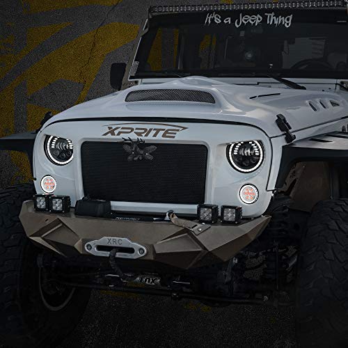 Xprite LED Turn Signal Lights with White Halo, Plug & Play Front Grille Parking Lights Compatible with 2007-2018 Jeep Wrangler JK JKU,Clear Lens - Image 5