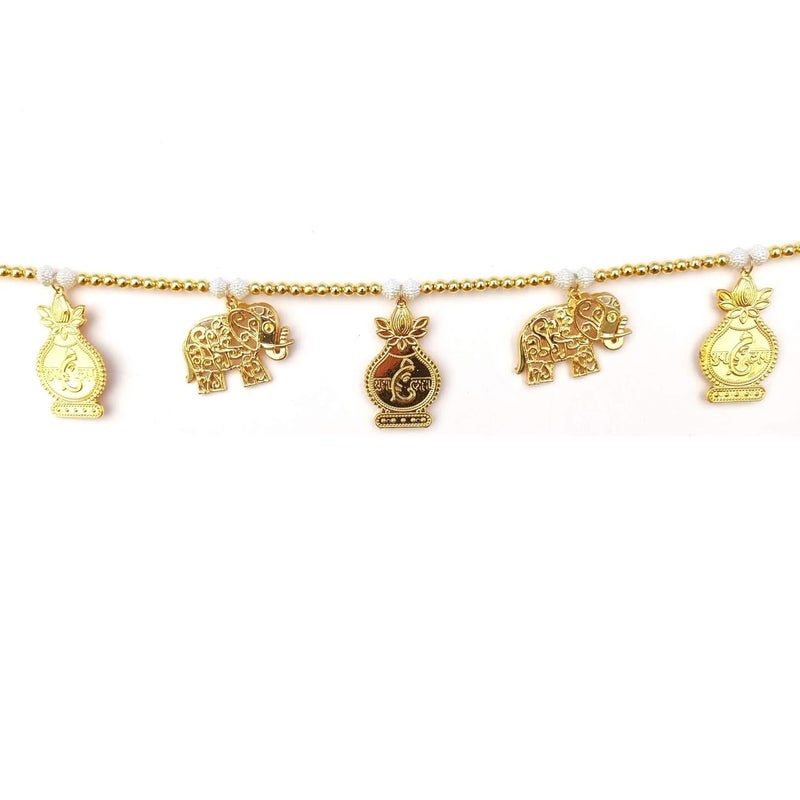 CREYENTES Toran for Door Entrance Latest Golden Elephant with Shubh Labh Ganesh Kalash ToranBandanwar Wall Hanging for Main Entrance Festival Decoration Toran Small Kalash_Elephant_Toran - Image 3
